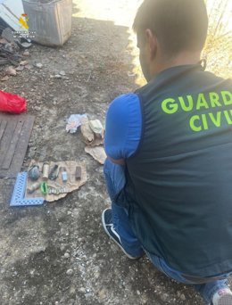 Material explosivo destruido por la Guardia Civil.