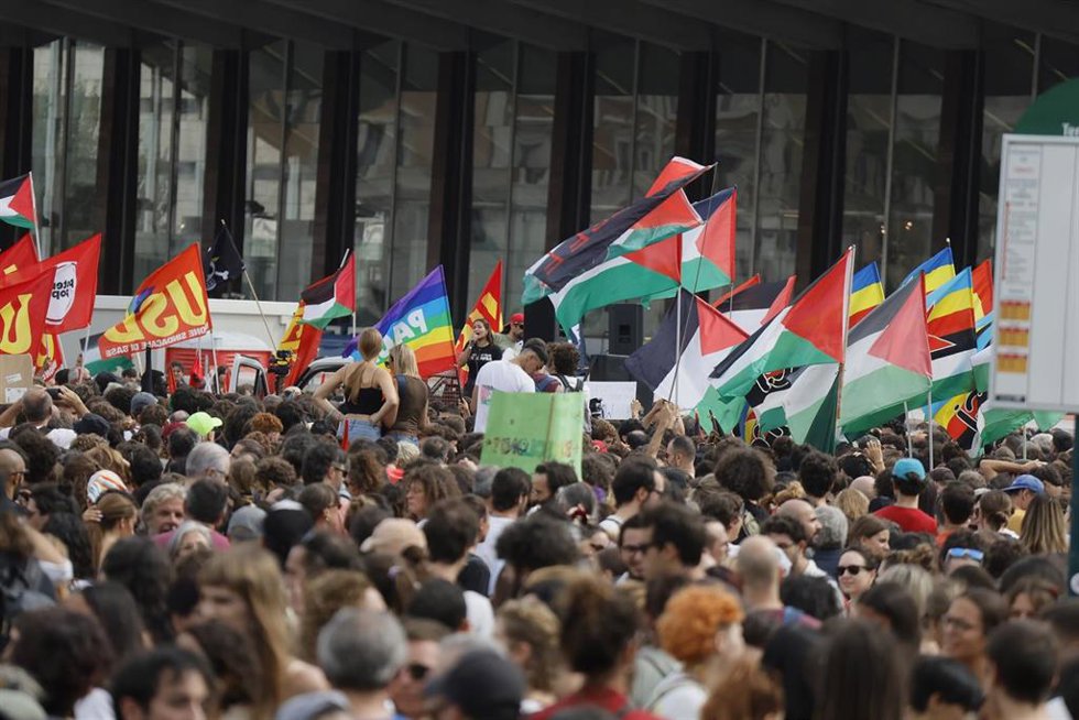 Movilización pro palestina en Roma, Italia