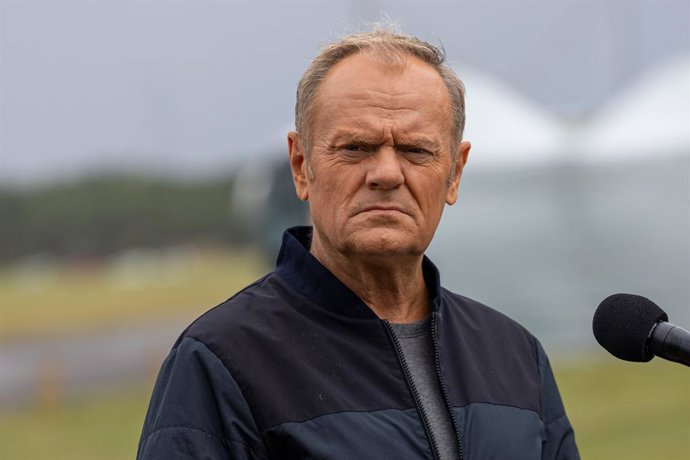 September 16, 2025, Ustka, Pomeranian, Poland: Donald Tusk during a press conference in Ustka, held as part of the "Autumn Fire-25" exercises, which are part of "Iron Defender-25," the largest training event of the Polish Armed Forces in 2025, zcontract