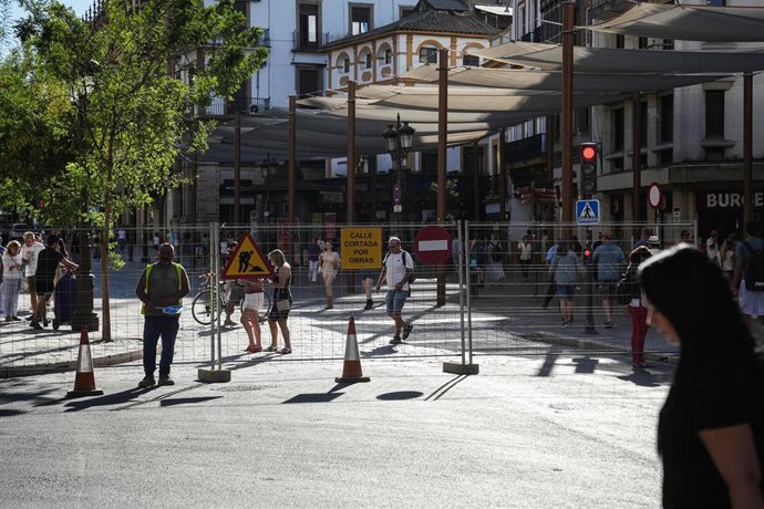 Vallado de La Campana y Martín Villa por el corte al tráfico motivado por las obras del tranvibús.