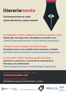 Cartel de los encuentros 'Literariamente', que se celebrarán por primera vez en León desde este viernes.