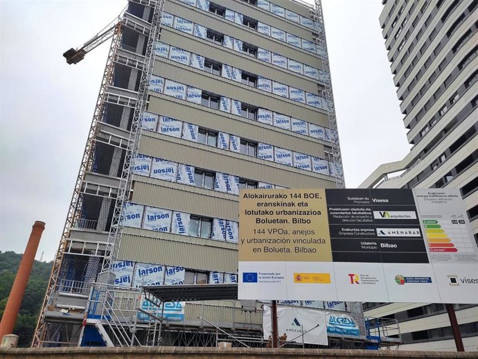 Viviendas de VPO en construcción en el barrio de Bolueta, en Bilbao