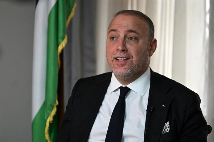 September 21, 2025, London, United Kingdom: Head of the Palestine Mission to the UK, Husam Zomlot gives an interview to AFP on September 21, 2025 at their Mission in west London. UK Prime Minister Keir Starmer on Sunday said Britain was formally recognisi