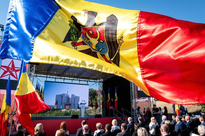 MOLDOVA, CHISINAU - AUGUST 29, 2025: The Patriotic Electoral Bloc srtarts its election campaign ahead of the 2025 parliamentary election scheduled for September 28