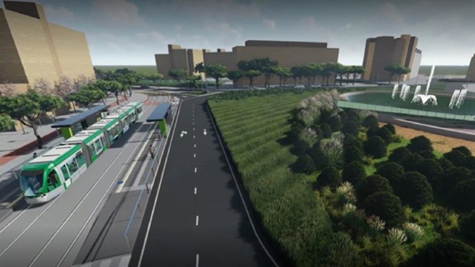 Imagen virtual del tranvía del Camp de Tarragona