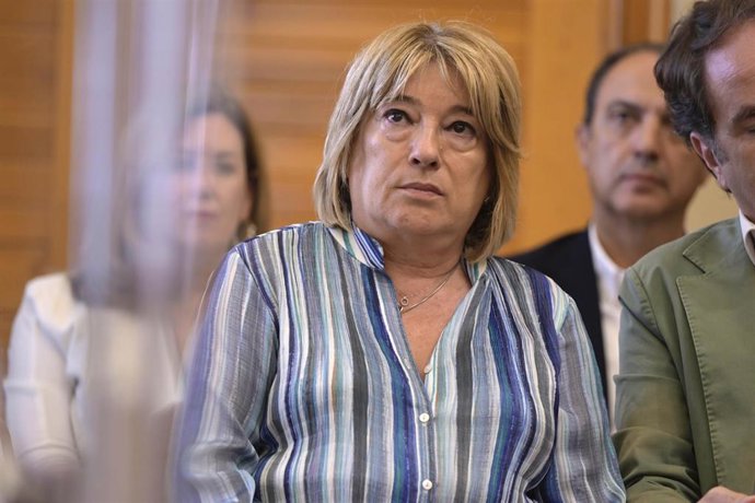 Archivo - La consejera de Presidencia, Interior y Cultura, Tomasa Hernández, durante una rueda de prensa, en el Edificio Pignatelli, a 12 de julio de 2024, en Zaragoza, Aragón (España). 