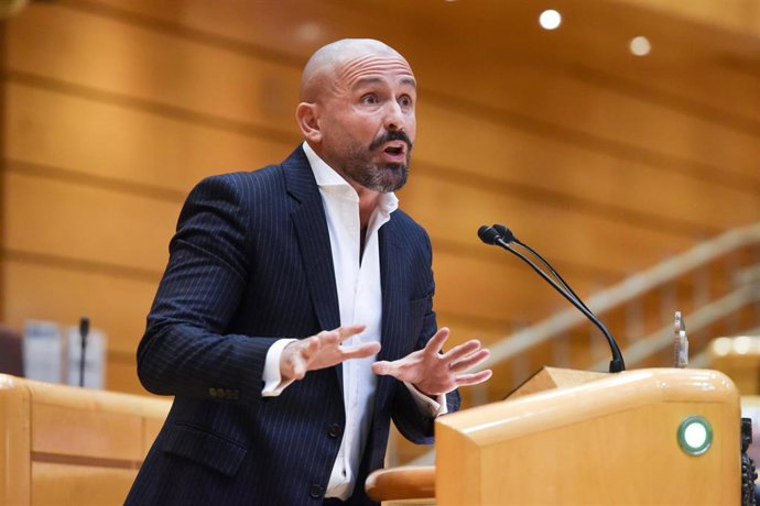 Archivo - El diputado del PP en la asamblea de Madrid, Jaime Miguel de los Santos González, interviene durante una sesión plenaria, en el Senado, a 8 de febrero de 2023, en Madrid (España). 