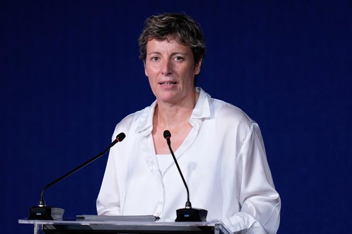 Archivo - Elisa Aguilar, President of FEB, attends during the official presentation of the Spanish Men's Basketball National Team for Eurobasket at Endesa Headquarters on July 29, 2025, in Madrid, Spain.