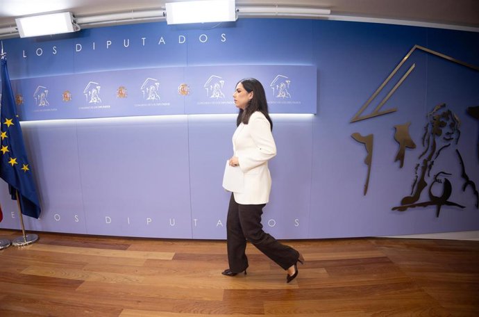 La portavoz de VOX en el Congreso, Pepa Millán, durante una rueda de prensa 