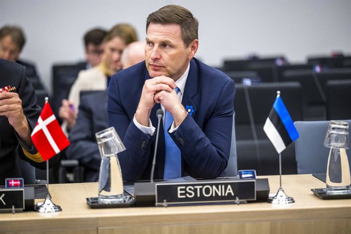 Archivo - April 10, 2025: Hanno Pevkur, Minister of Defence of Estonia     attends  the Coalition of the Willing meeting co-hosted by France and the United Kingdom at NATO headquarters in Brussels, Belgium, on 10.04.2025. The session brings together allie