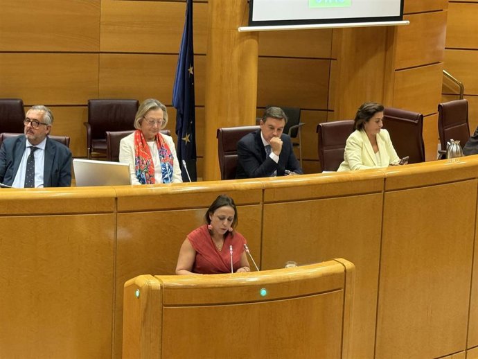 La secretaria general de Igualdad y Conciliación de la Junta de Extremadura, Ara Sánchez Vera, en el Senado