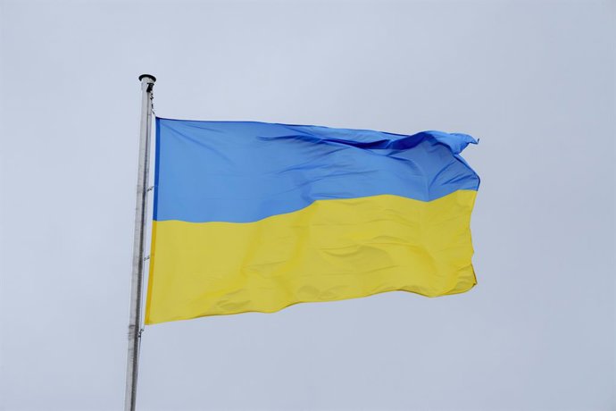 Archivo - Arquivo - 16 de junho de 2025, Viena, Viena, Áustria: A bandeira ucraniana é vista pouco antes da visita de VOLODYMYR ZELENSKYY em Viena.,Imagem: 1011404936, Licença: Rights-managed, Restrictions: , Liberação de modelo: não, Linha de crédito: An