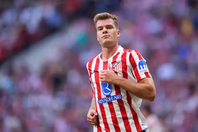 Alexander Sorloth durante un partido del Atlético de Madrid