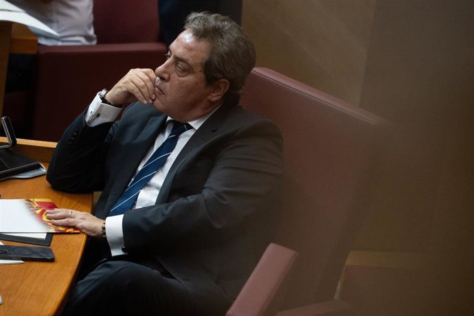 El presidente de Vox Valencia, José María Llanos, durante el Debate de Política General, en les Corts Valencianes, a 23 de septiembre de 2025, en Valencia