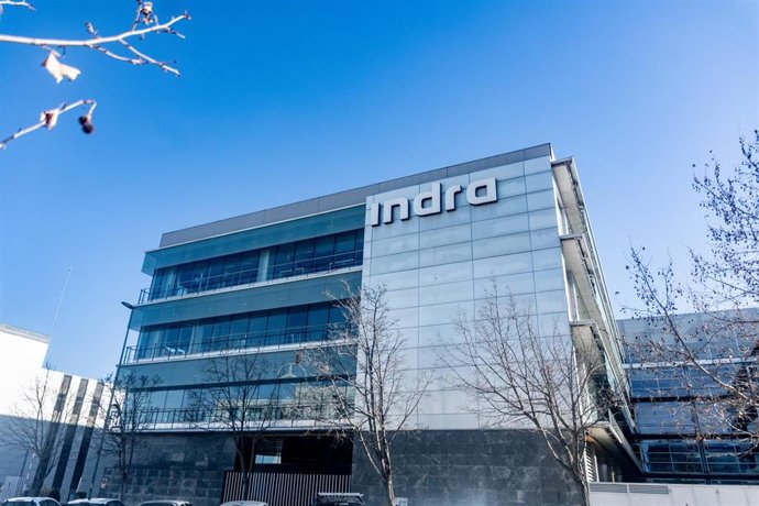 Archivo - Fachada de la sede de Indra, a 5 de febrero de 2025, en Madrid (España).