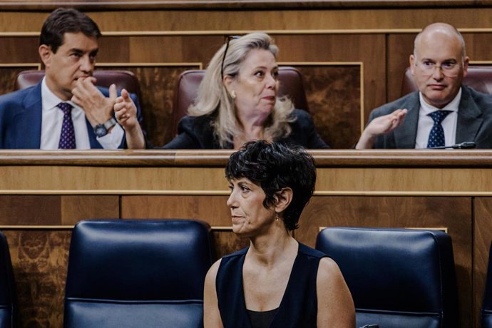 La ministra de Inclusión, Seguridad Social y Migraciones, Elma Saiz, durante un pleno en el Congreso 