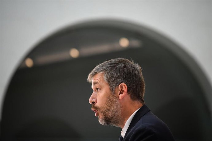 El consejero de Presidencia, Justicia y Administración Local, y portavoz del Gobierno autonómico, Miguel Ángel García Martín, durante una rueda de prensa tras la reunión del Consejo de Gobierno de la Comunidad de Madrid, en la Real Casa de Correos, a 10 d