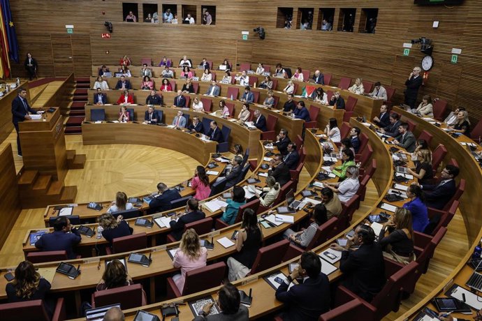 El president de la Generalitat, Carlos Mazón, interviene durante el Debate de Política General
