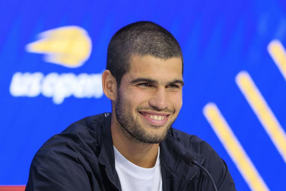 El tenista español Carlos Alcaraz durante una rueda de prensa en el US Open.
