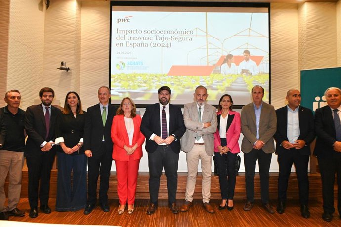 Presentación del informe titulado 'Impacto socioeconómico del trasvase Tajo-Segura en España (2024)', encargado por Scrats