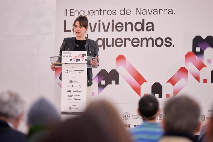 La vicepresidenta tercera y consejera de Vivienda, Juventud y Políticas Migratorias del Gobierno de Navarra, Begoña Alfaro, en la apertura de los ‘II Encuentros de Navarra. La vivienda que queremos’.