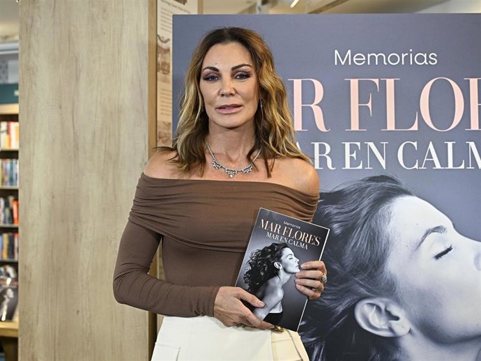 Mar Flores durante la presentación de su libro 'Mar en calma' ante los medios, a 24 de septiembre de 2025, en Madrid (España).