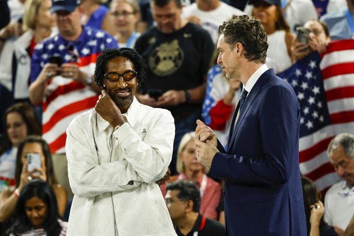 Archivo - Scottie Pippen junto a Pau Gasol durante los Juegos Olímpicos de París de 2024