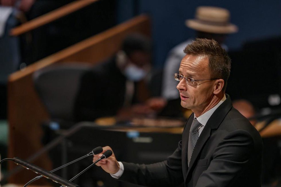 El ministro de Exteriores de Hungría, Péter Szijjártó, en la 80 Asamblea General de Naciones Unidas