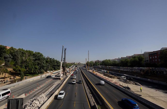 Archivo - Vista de obras en la M-30