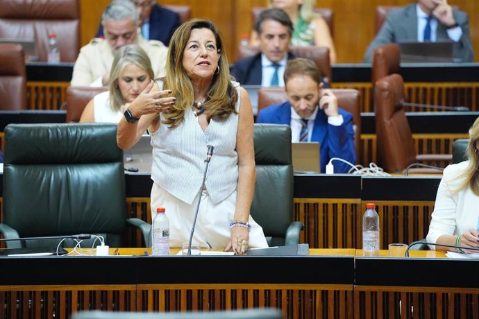 La consejera de Desarrollo Educativo y Formación Profesional de la Junta, María del Carmen Castillo, en el pleno del 25 de septiembre de 2025.