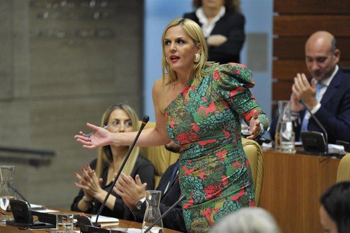 La consejera de Hacienda, Elena Manzano, en el pleno de la Asamblea