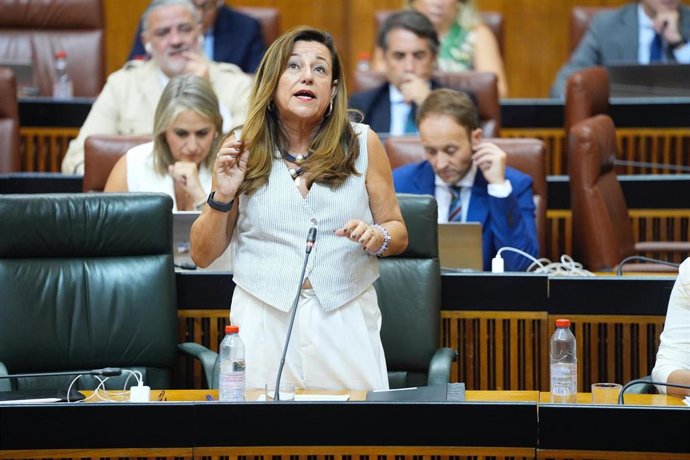 La consejera de Desarrollo Educativo y Formación Profesional, María del Carmen Castillo, en el pleno del 25 de septiembre de 2025.