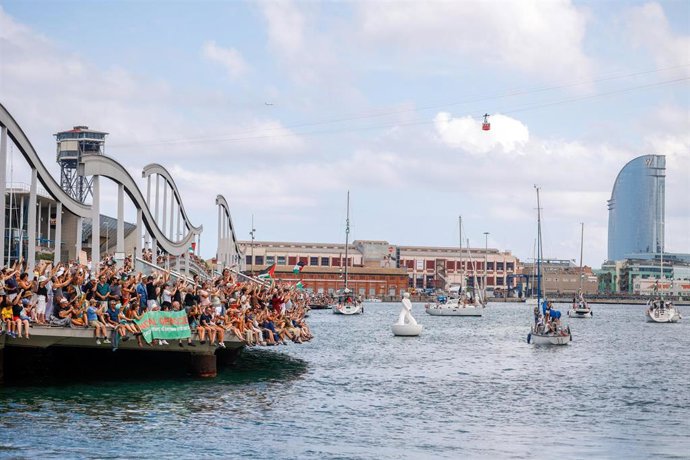 Despedida a la Global Sunat Flotilla en el Puerto de Barcelona, a 31 de agosto de 2025, en Barcelona, Catalunya (España).