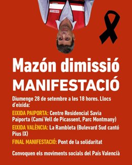 Cartell de la manifestació per a demanar la dimissió del president de la Generalitat, Carlos Mazón, onze mesos després de la dana