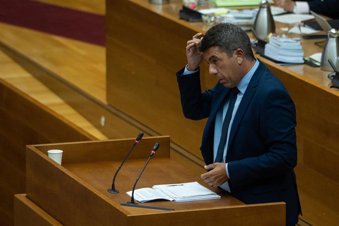 El presidente de la Generalitat, Carlos Mazón, durante el Debate de Política General