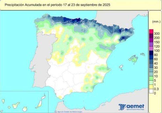 Las lluvias acumuladas desde octubre están en 663 l/m2, un 9% por encima del mismo periodo en 2024