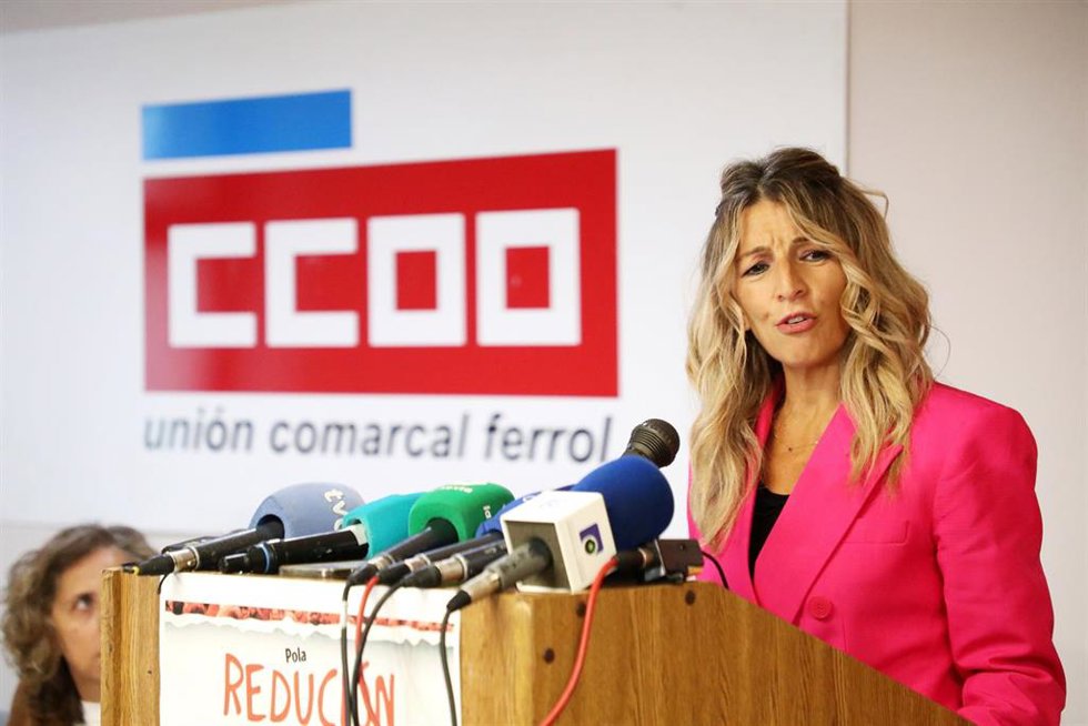 La vicepresidenta segunda y ministra de Trabajo y Economía Social, Yolanda Díaz, inaugura el Edificio Sindical, a 26 de septiembre de 2025, en Ferrol, A Coruña, Galicia.