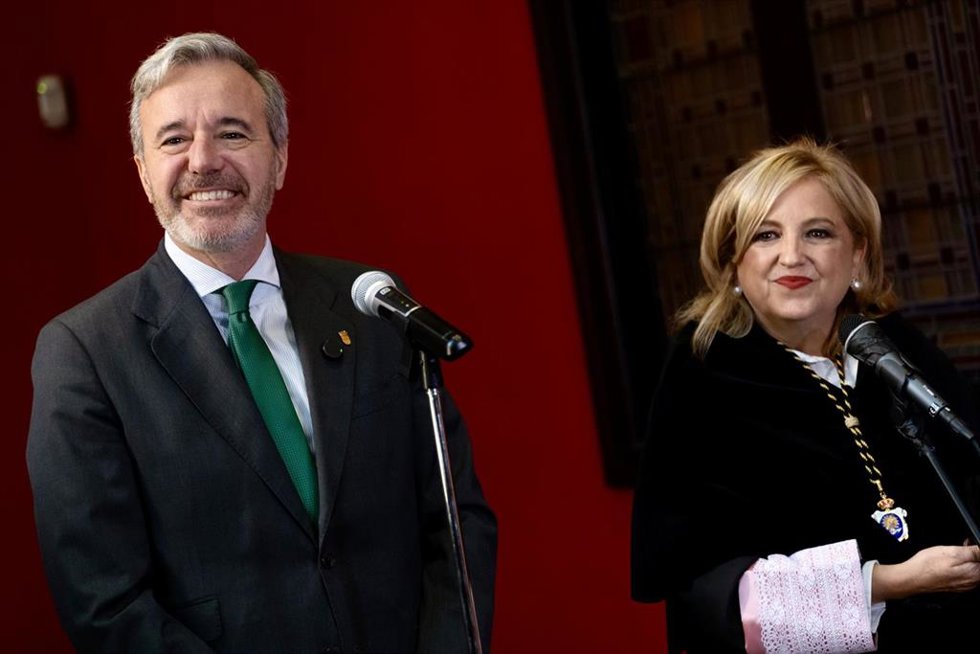 El presidente del Gobierno de Aragón, Jorge Azcón, en la rueda de prensa antes del acto de apertua solemne del curso académico del Campus Iberus