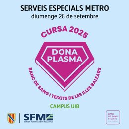 SFM refuerza el servicio de metro este domingo por la carrera solidaria 'Dona plasma' organizada por el Banc de Sang