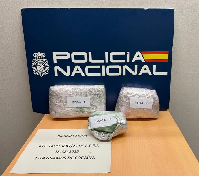 Cocaína intervenida en la mochila del hombre en la estación de Sants de Barcelona