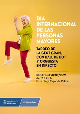Cartel del tardeo del dia internacional de las personas mayores.
