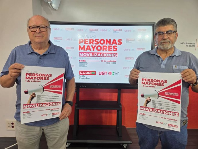Presentación de la movilización por el Día de las Personas Mayores convocada por UGT Y CCOO Sevilla.