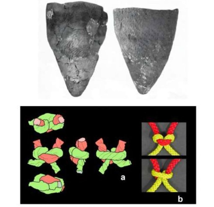 Huellas en cerámica y recreación de nudos de las redes de pesca