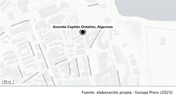 Mapa con la ubicación de la calle donde se ha evacuado a un cocinero herido con quemaduras