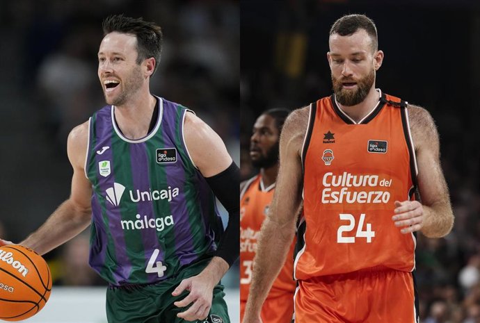 Tyler Kalinoski (Unicaja) y Matt Costello (Valencia Basket)