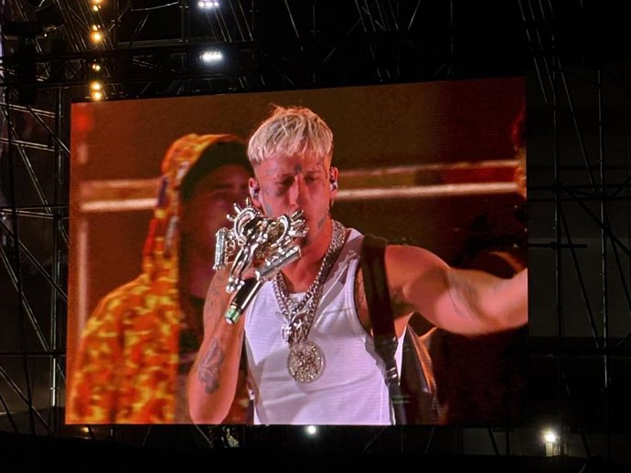 El artista Yung Beef en el último concierto de su gira ‘El día de la bestia’ en el Autocine de Madrid