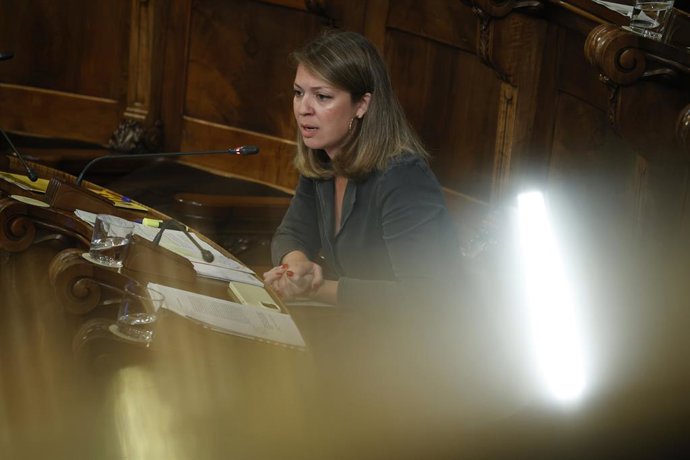 Archivo - Arxivo - La líder de Barcelona en Comú, Janet Sanz Cid, durant un ple en l'Ajuntament de Barcelona