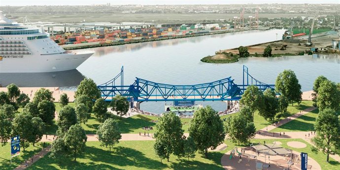 Recreación del 'Teatro del Puente' una vez se rehabilite el Puente de Alfonso XIII, sin uso desde hace décadas.