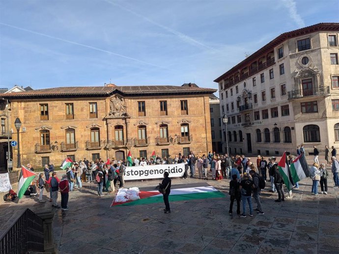 Protesta de la plataforma Asturies con Palestina en Oviedo