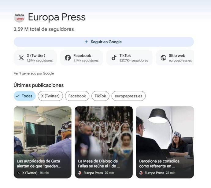 Europa Press en Google Discover